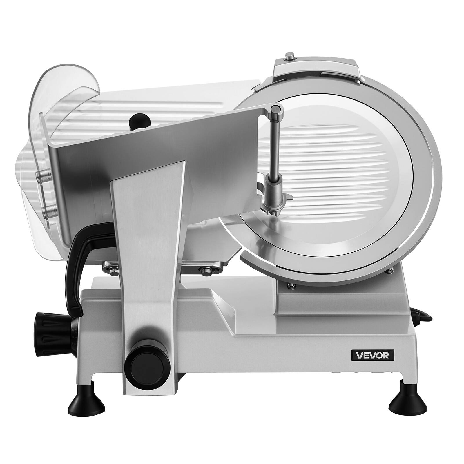 Alt View 5. VEVOR - Commercial Meat Slicer, 400W Electric Cutter, Removable 12" Carbon Steel Blade and Food Tray - Silver.