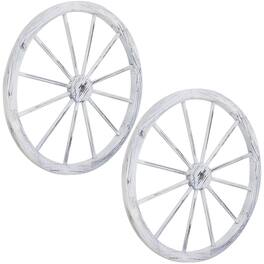 Sunnydaze - Wagon Wheel Indoor/Outdoor Statue - 29 in - Set of 2 - White