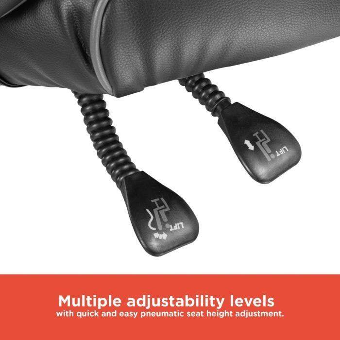 Multiple adjustability levels with quick and easy pneumatic seat height adjustment.