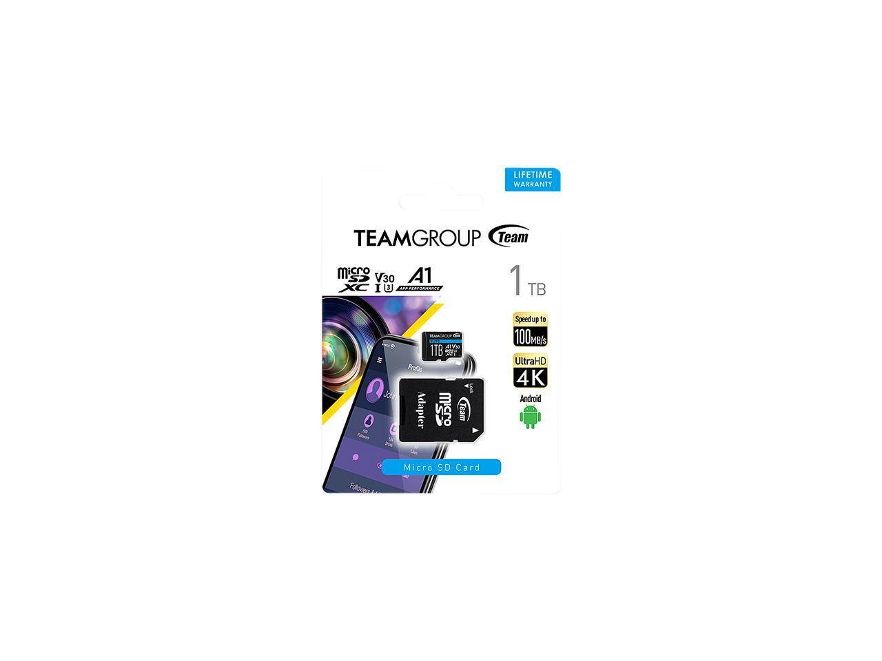 LIFETIME WARRANTY

TEAMGROUP Team

microSDXC V30 A1

1TB

Speed up to 100MB/s

UltraHD 4K

Android

Micro SD Card

Profile 1

Follow
