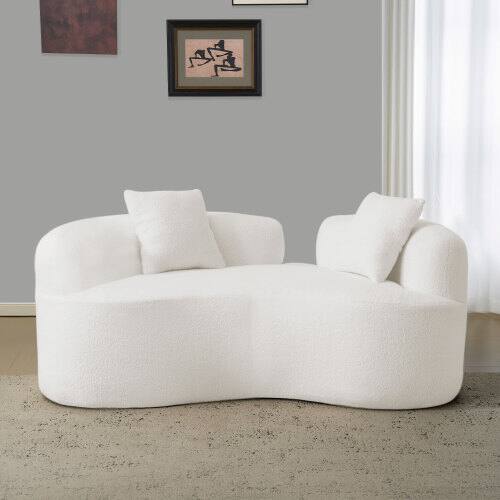 Angle. Anysun - 66.9" Curved Teddy Velvet Loveseat Sofa - Full Compression Sponge, No Assembly, 350 lbs Capacity for Small Spaces - White.