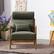 Angle. Bestier - Mid-Century Upholstered Accent Chair with Wooden Frame and High Back, Pillow, and Waist Cushion - Green.