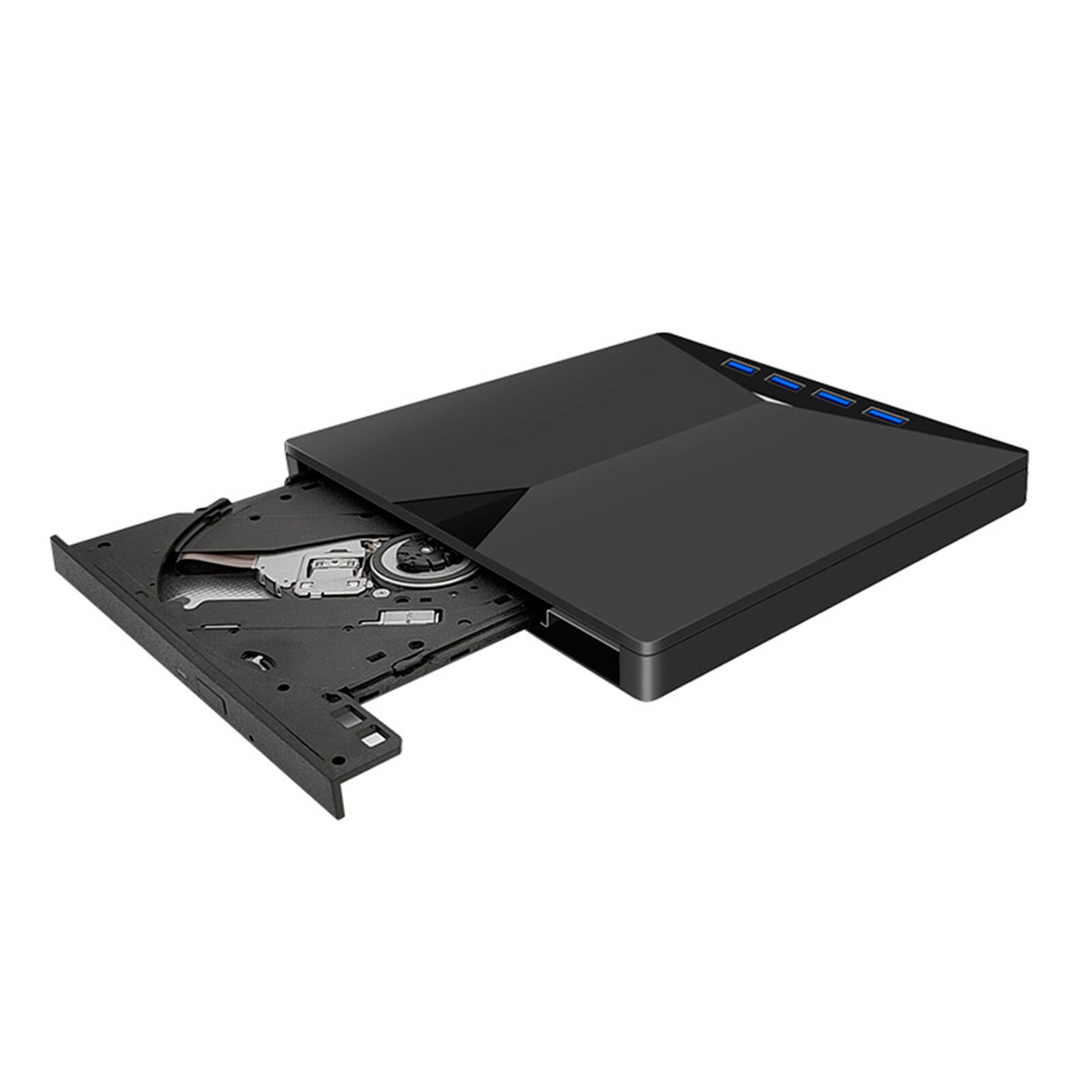 Alt View 2. Topteng - 7-in-1 External 4K Blu-ray Burner Drive with USB Hub - BD/DVD/CD Writer, SD/TF Reader, USB 3.0 & Type-C for PC/Mac - Black.
