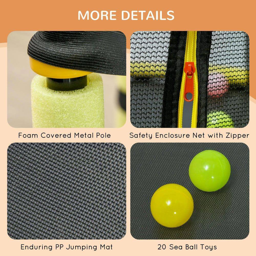 MORE DETAILS

- Foam Covered Metal Pole
- Safety Enclosure Net with Zipper
- Enduring PP Jumping Mat
- 20 Sea Ball Toys