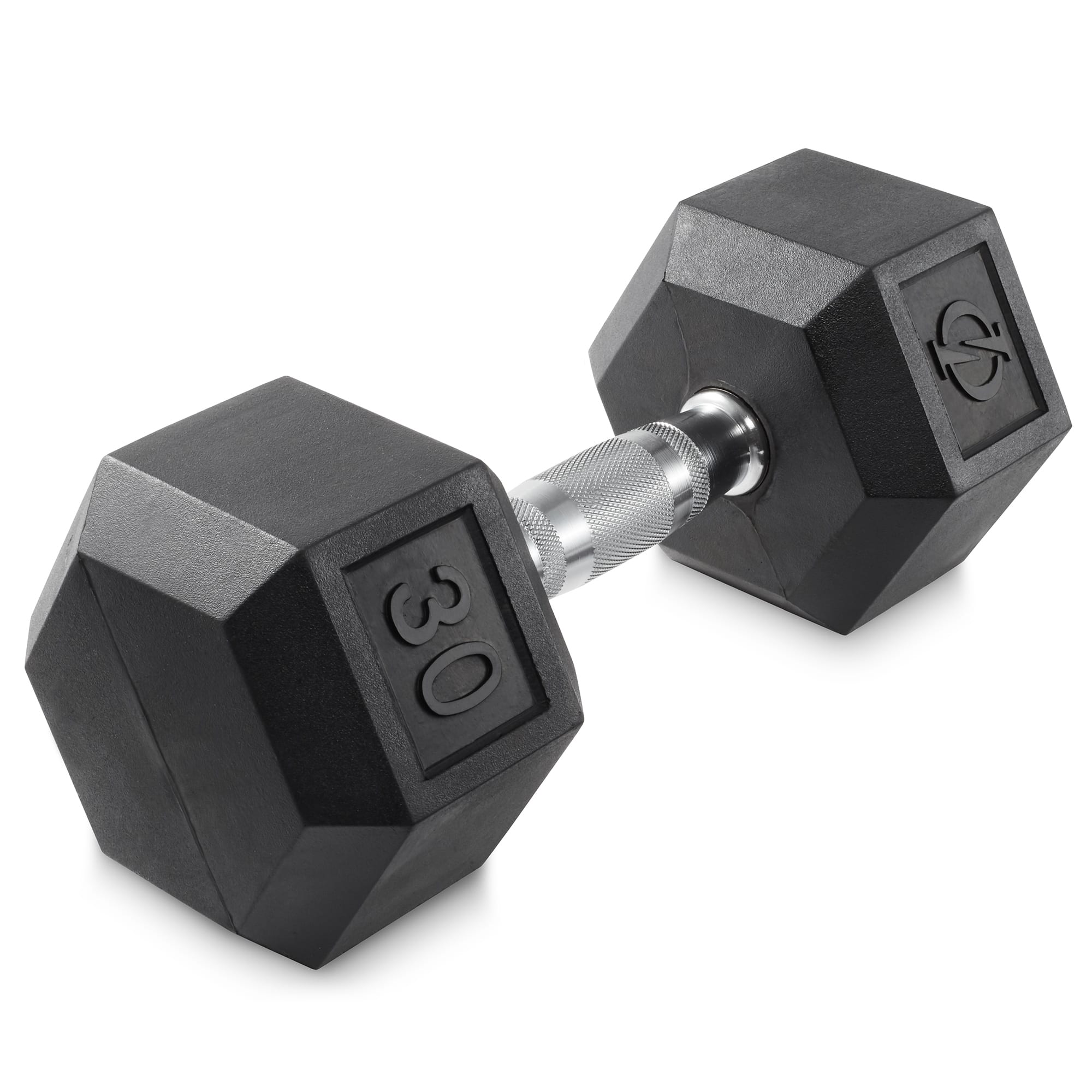 Philosophy Gym - Rubber Coated Hex Dumbbell - Cast Iron Hand Weights - 25-lbto 50 Pound - Black