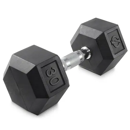 Front. Philosophy Gym - Rubber Coated Hex Dumbbell - Cast Iron Hand Weights - 25-lbto 50 Pound - Black.