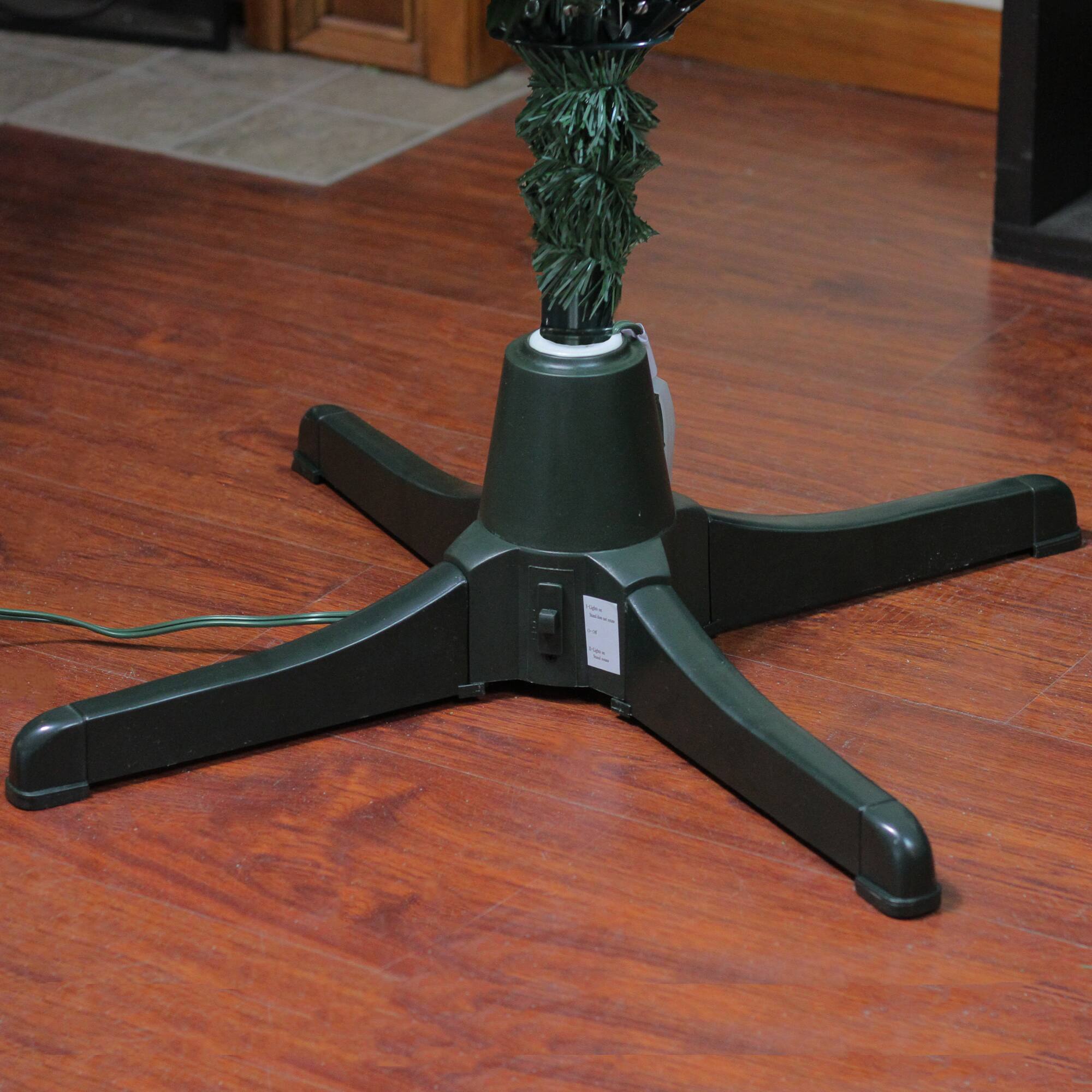 Alt View 2. Northlight - 24" Green 360 Degree Rotating Christmas Tree Stand for 7.5' Artificial Trees - Green.