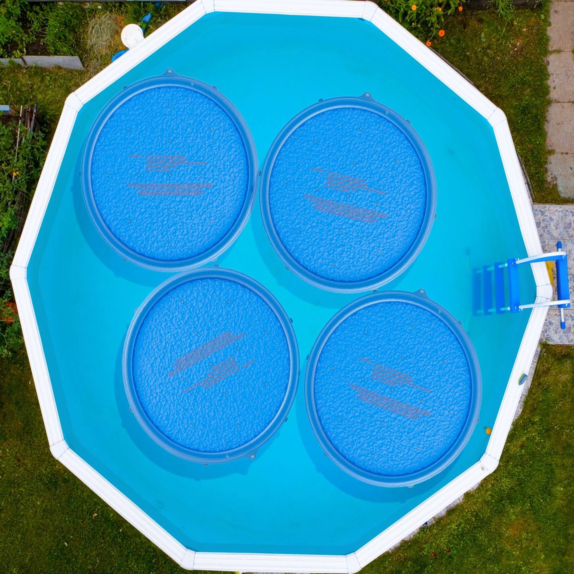Alt View 2. Solar Sun Rings - Solar Sun Rings UV Resistant Swimming Pool Spa Heater Circular Solar Cover, Blue.