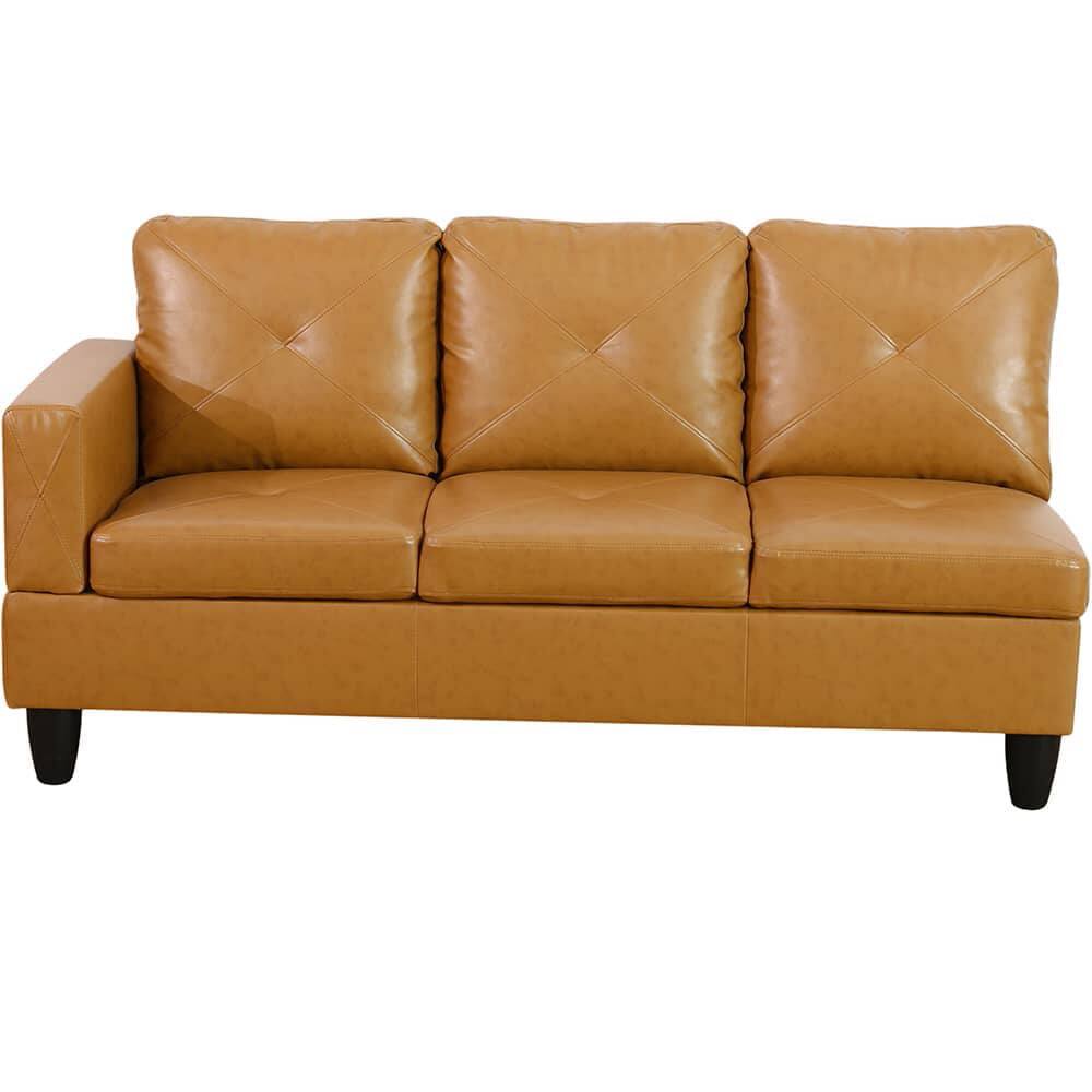 Alt View 5. Boyel Living - Premium Semi PU Upholstered Sofa Solid Wood Frame Double Spring with Right Chaise Lounge - Caramel Brown.