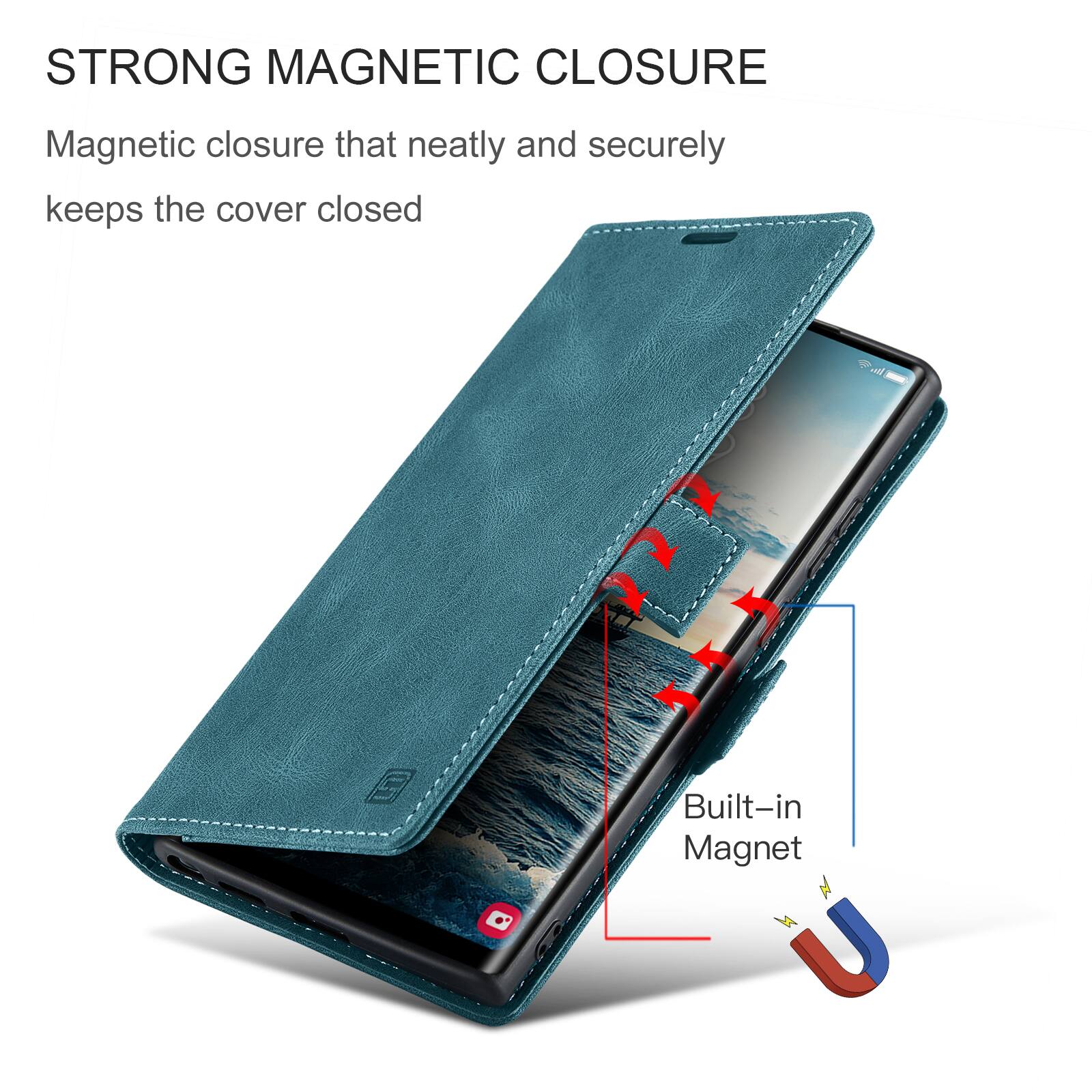 STRONG MAGNETIC CLOSURE  
Magnetic closure that neatly and securely keeps the cover closed  
Built-in Magnet