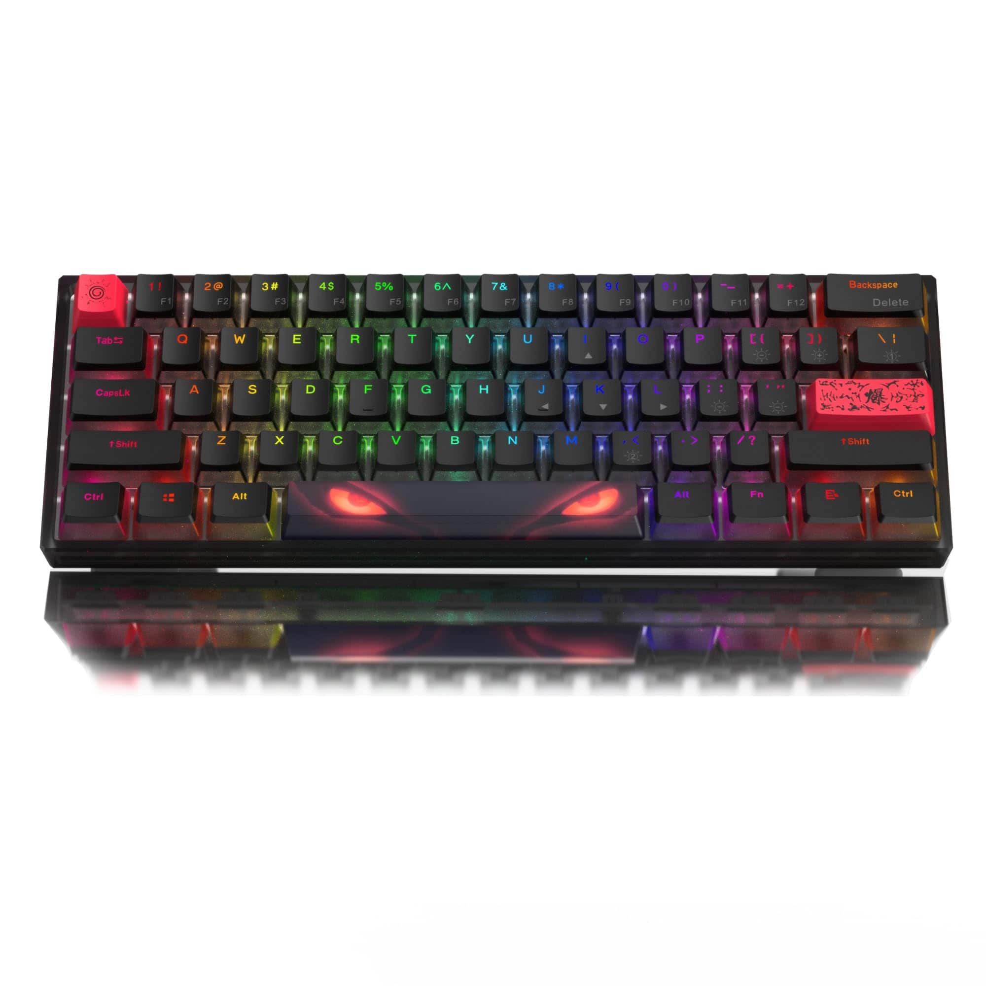Reds Spade - 60 Percent Wk61 Mechanical Rgb Wired Gaming Hot swappable Creamy Key Board With Pbt Keycaps Linear For Window - Black