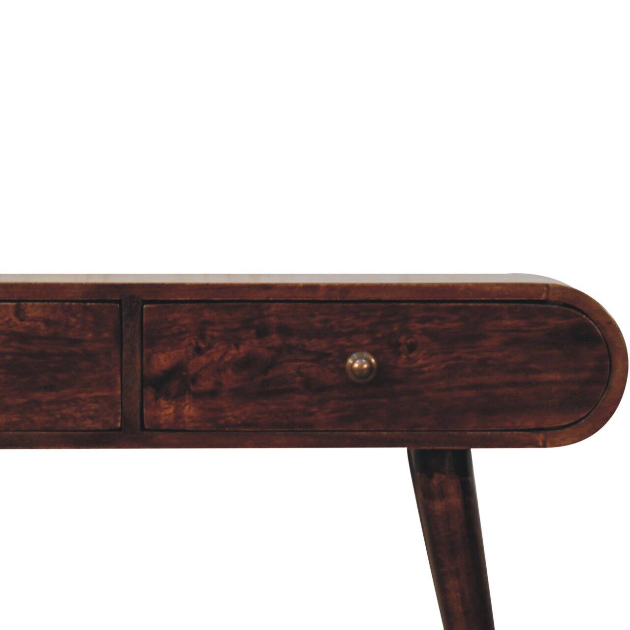 Back. Artisan Furniture - Artisan Furniture Solid Wood California Walnut Curved Edge Console Table, 2 Drawer - Brown.