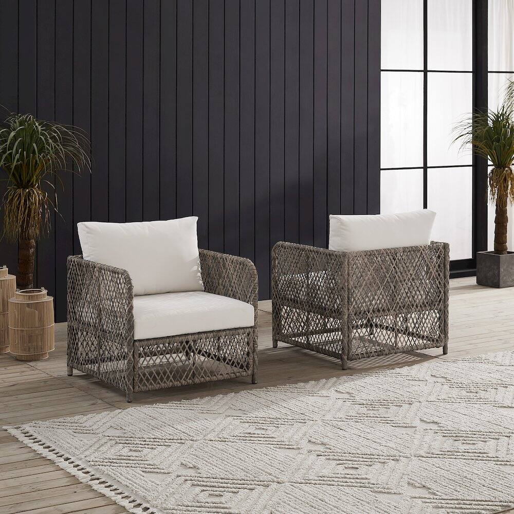 Alt View 8. Crosley Furniture - Granite Bay 2-Piece Wicker Outdoor Chair Set - 2 Chairs - Creme.