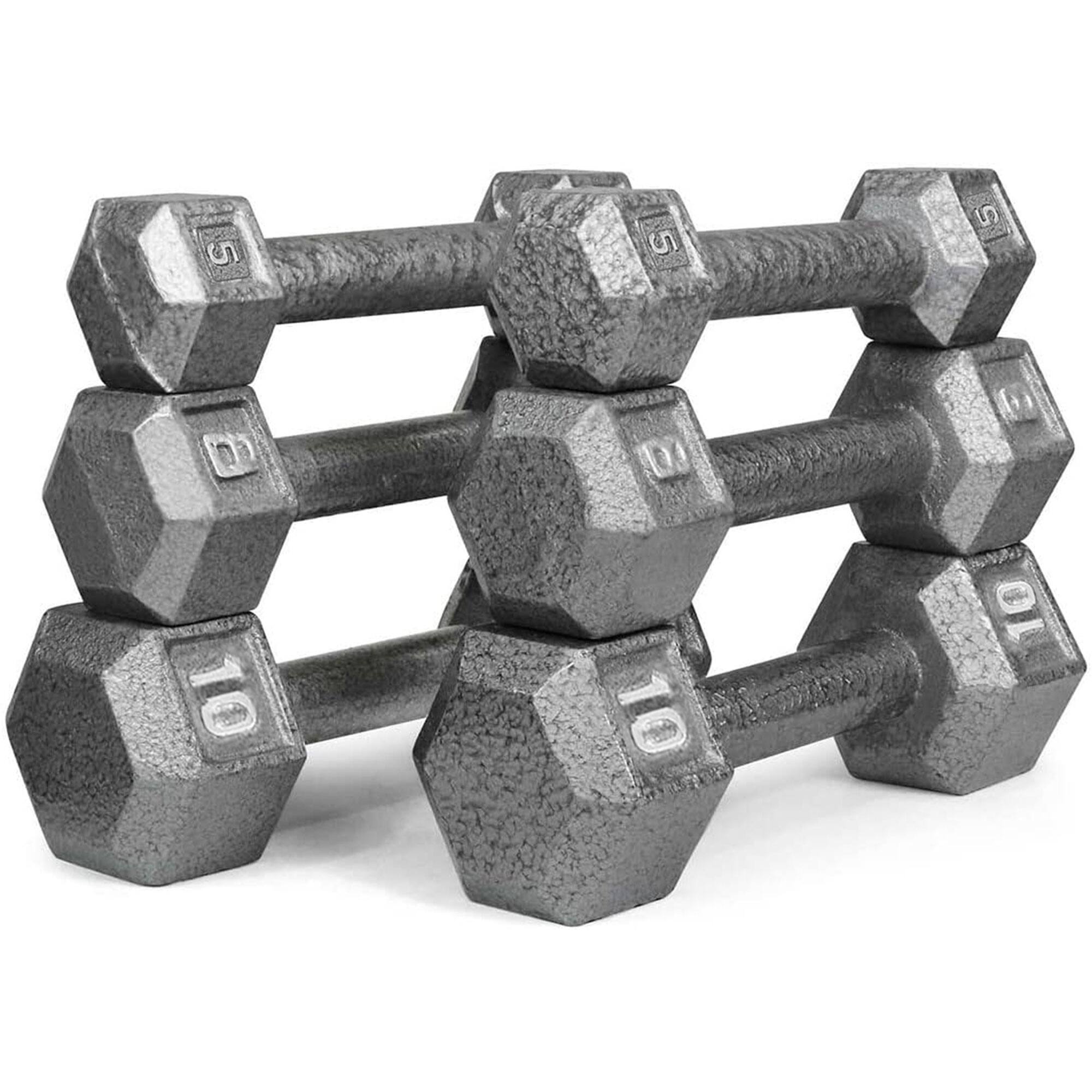Alt View 2. HolaHatha - HolaHatha 5, 8, 10, 12 & 15 lb Cast Iron Dumbbell Free Hand Weight Set with Rack - Silver.