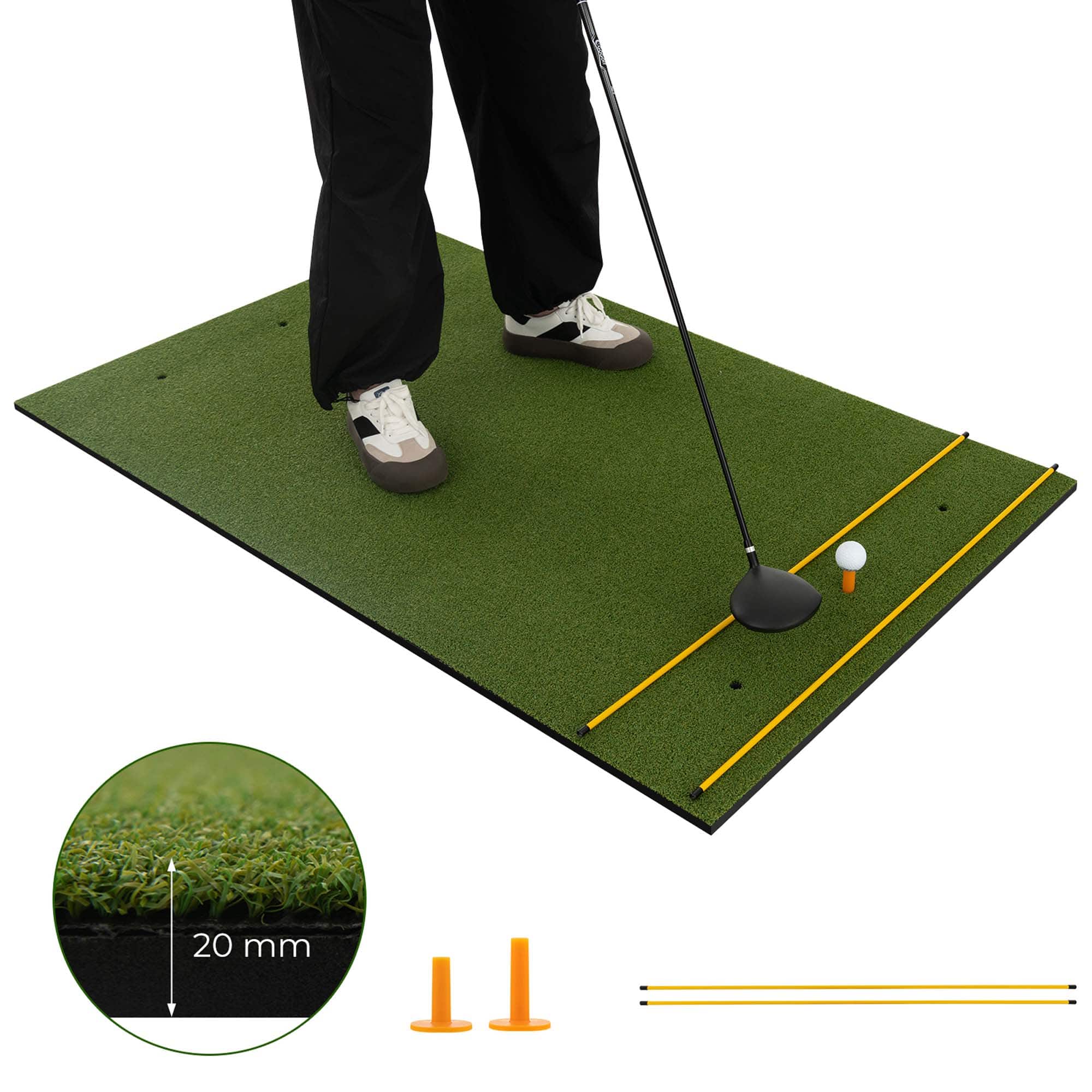 Costway - 5 x 3 FT Golf Hitting Mat Artificial Indoor Outdoor Turf Golf Training Mat 20 mm - Green