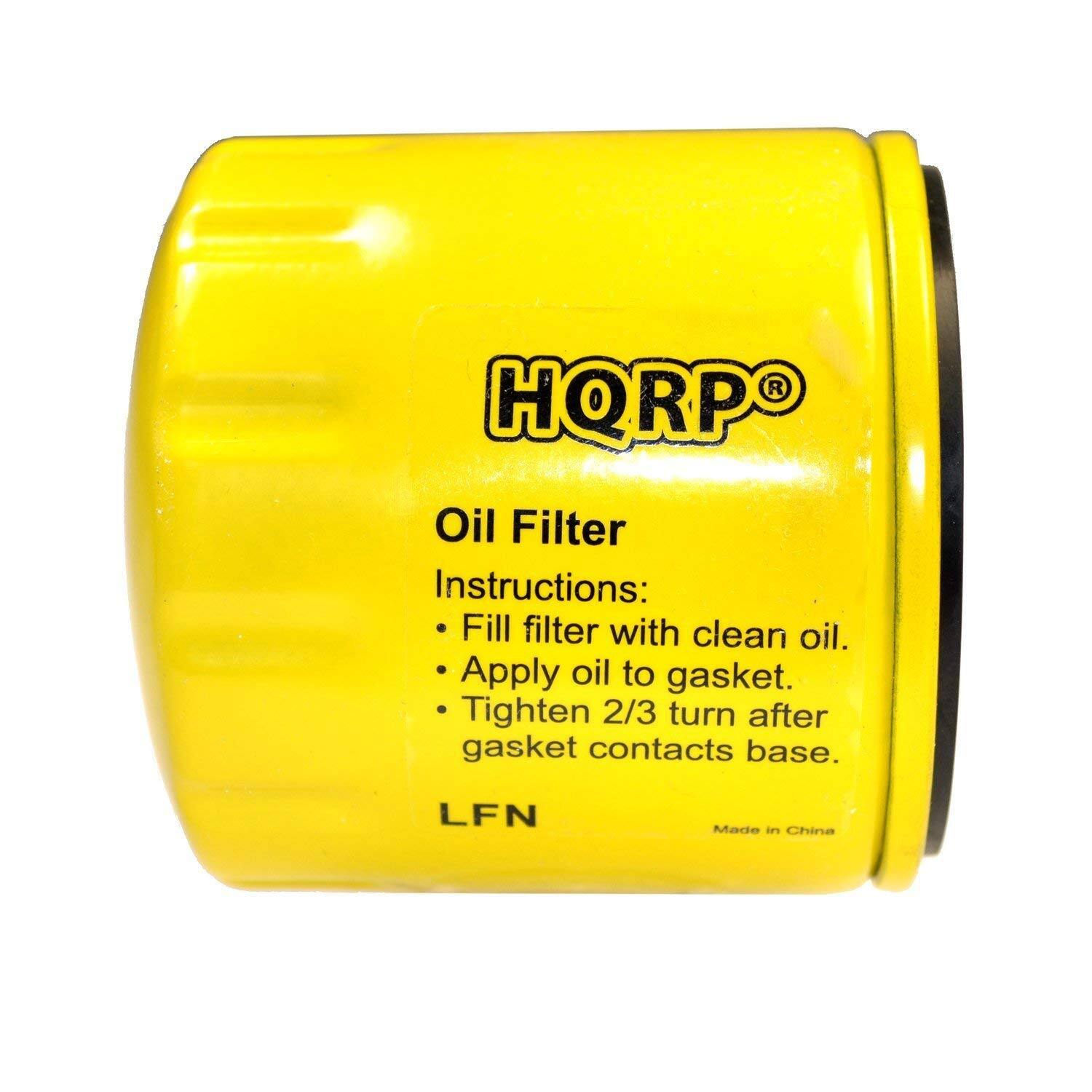 HQRPO Oil Filter Instructions:  
- Fill filter with clean oil.  
- Apply oil to gasket.  
- Tighten 2/3 turn after gasket contacts base.  

LFN  
Made in China
