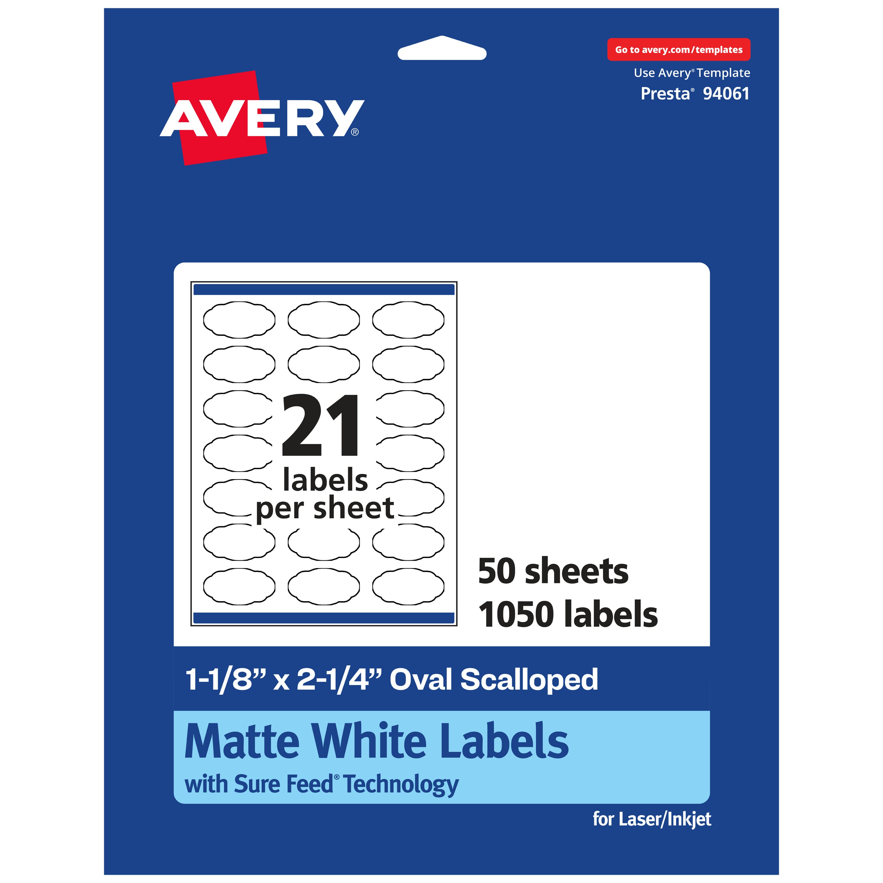 "Avery - Oval Scalloped Labels, 1-1/8"" x 2-1/4"", 1,050 Labels - White" price history on PriceWatchPro