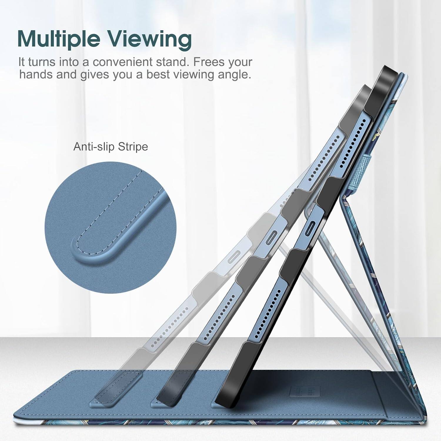 Multiple Viewing  
It turns into a convenient stand. Frees your hands and gives you a best viewing angle.  

Anti-slip Stripe