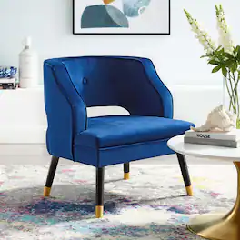 Traipse Button Tufted Open Back Performance Velvet Armchair by Modway - Navy