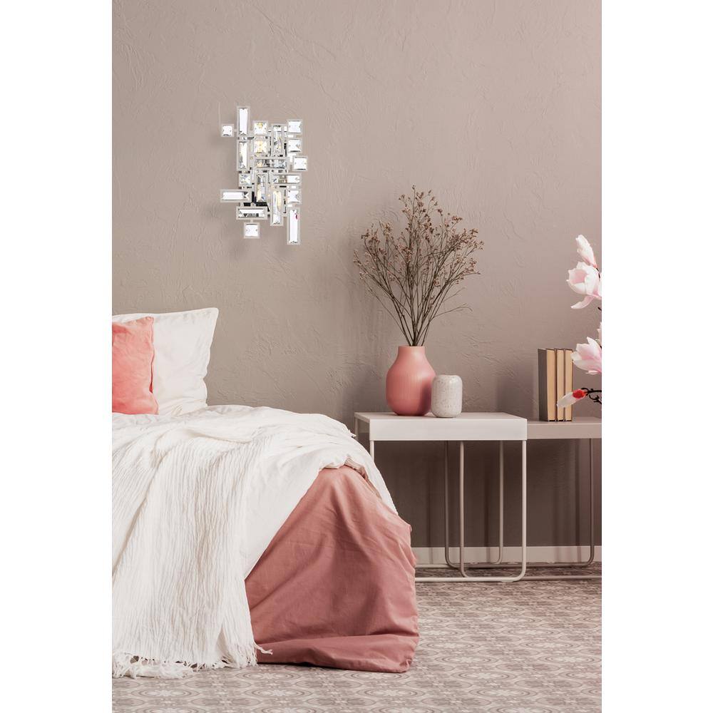 Angle. Elegant Lighting - Picasso 2 light Chrome Wall Sconce Clear Royal Cut Crystal - Chrome.