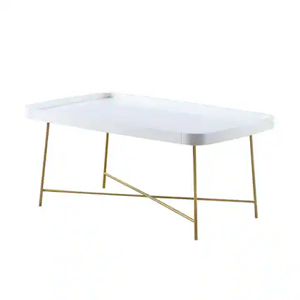 Front. Convenience Concepts - Lunar Coffee Table - White / Gold.