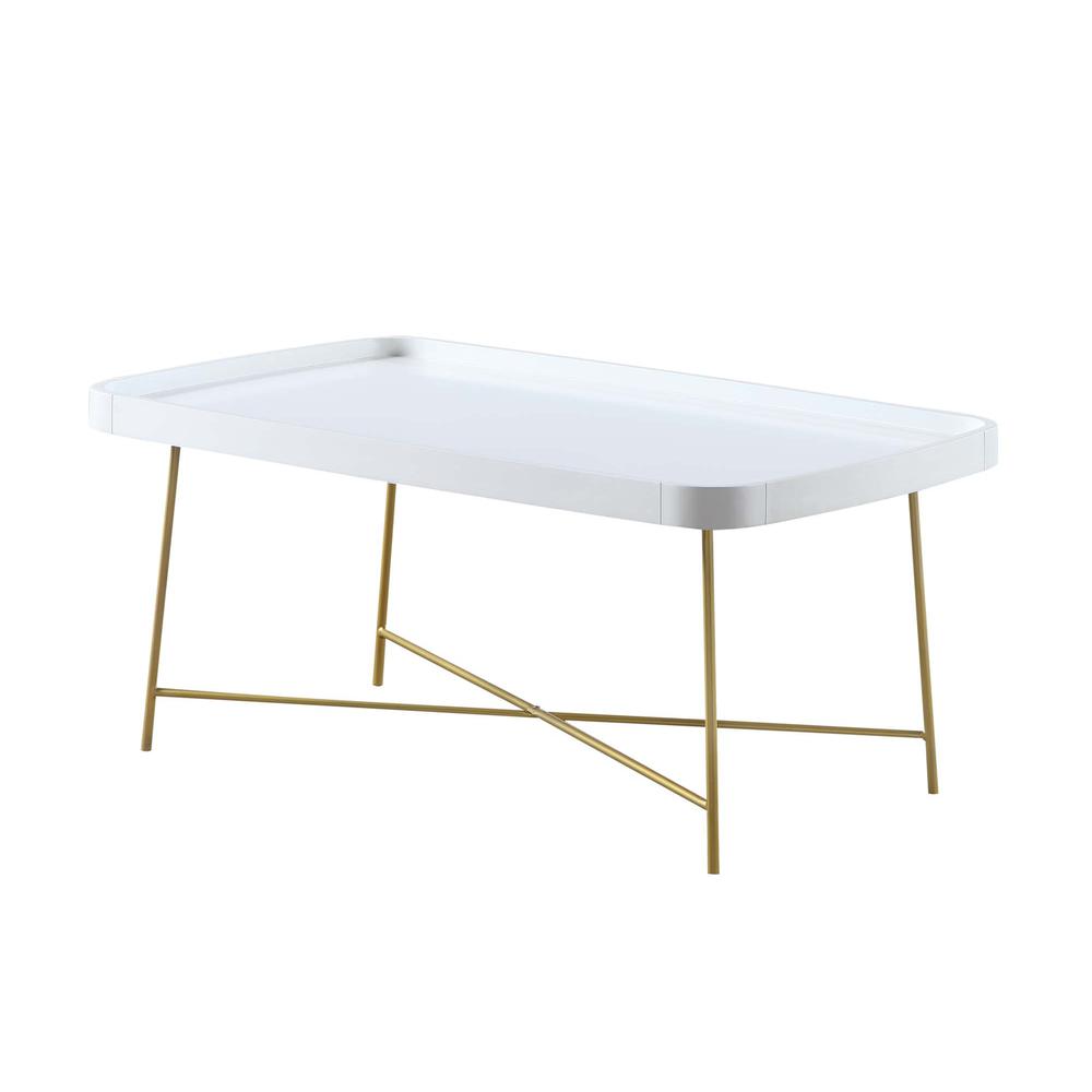Front. Convenience Concepts - Lunar Coffee Table - White / Gold.