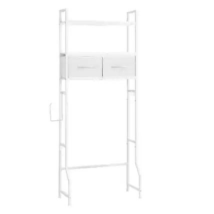 Front. Oumilen - Over-the-Toilet Storage Shelf with 2 Fabric Drawers, White - White.