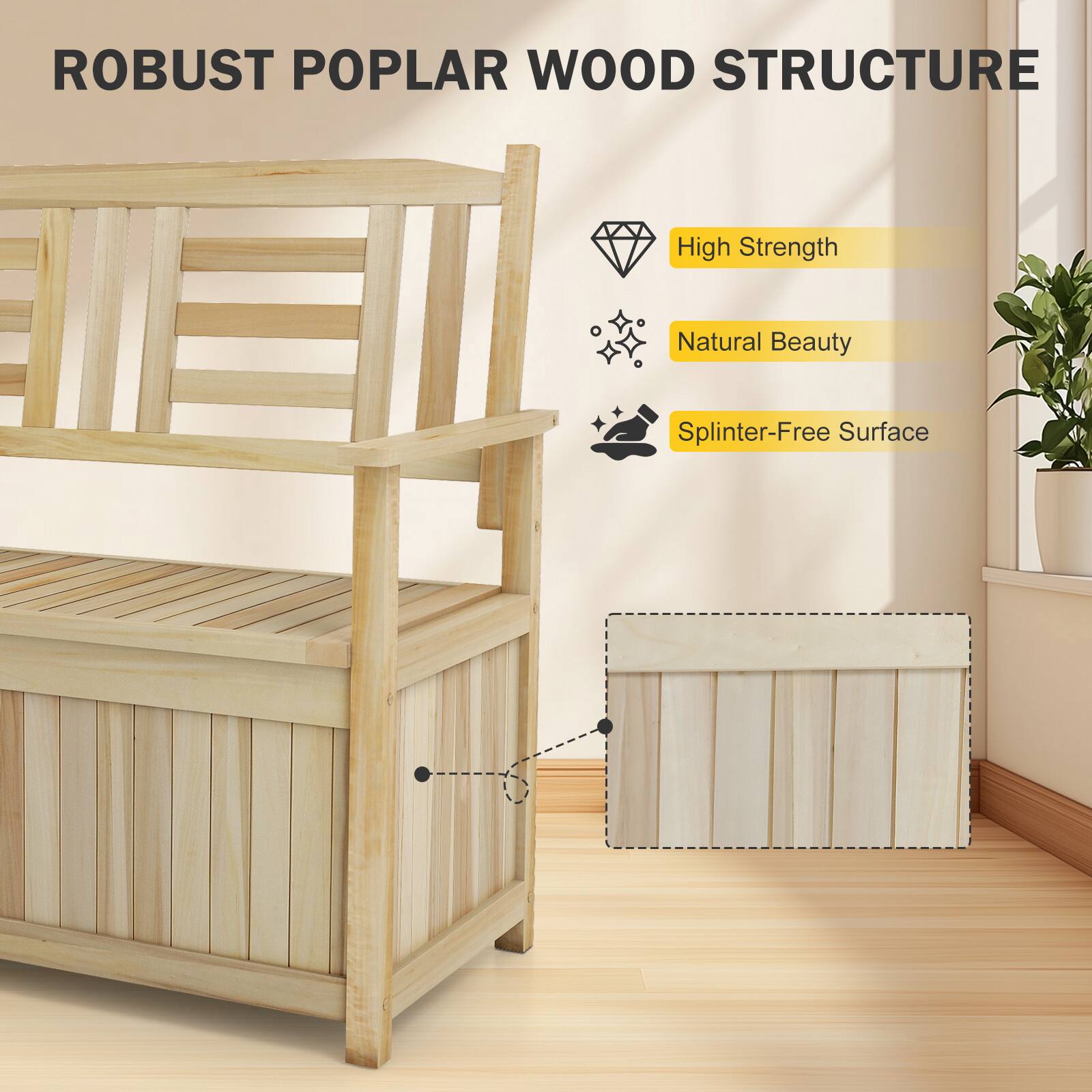 ROBUST POPLAR WOOD STRUCTURE

- High Strength
- Natural Beauty
- Splinter-Free Surface