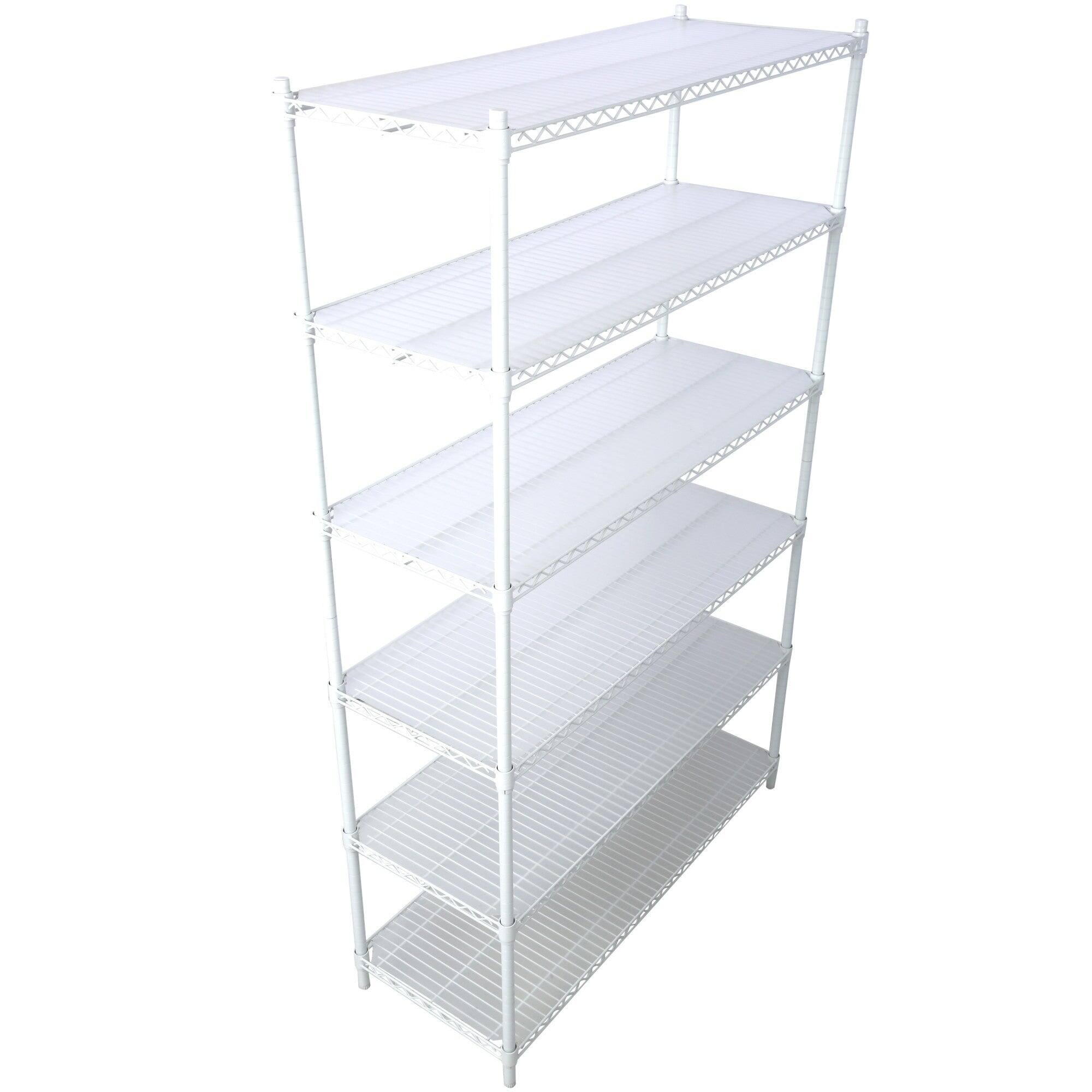 Alt View 2. Boyel Living - 6 Tier Metal White Shelf Wire Shelving Heavy Duty Adjustable Storage Rack with Wheels Shelf Liners 84H x 48L x 20D - White.