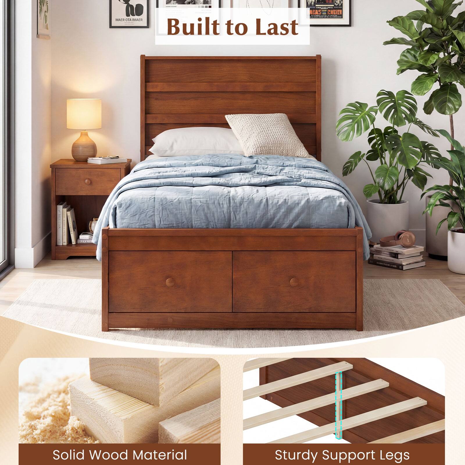 - Built to Last
- Solid Wood Material
- Sturdy Support Legs