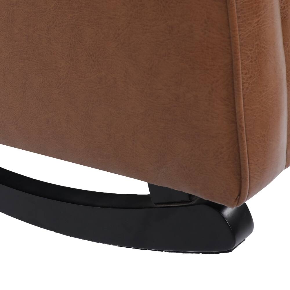 Alt View 8. Loheer - Loheer Rocking Chair Nursery Wingback Solid Wood Armchair - Cognac.