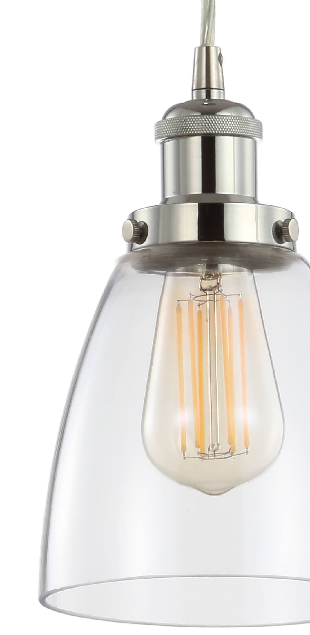 Alt View 4. Jonathan Y - Cleo 5.5" Adjustable Metal/Glass LED Pendant, Chrome - Chrome.
