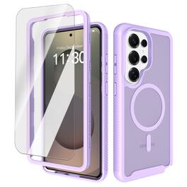 Dteck - Magnetic Matte Case for Samsung Galaxy S26 Ultra,Military-Grade Shockproof Cover with Tempered Glass,Translucent Cover - Purple