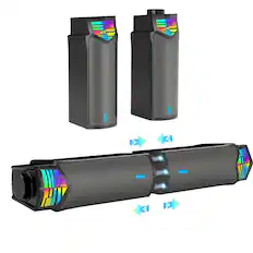 Front. Dazzed Corner - Computer Speakers for Desktop Gaming Monitor - Black.