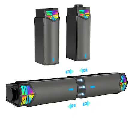 Front. Dazzed Corner - Computer Speakers for Desktop Gaming Monitor - Black.