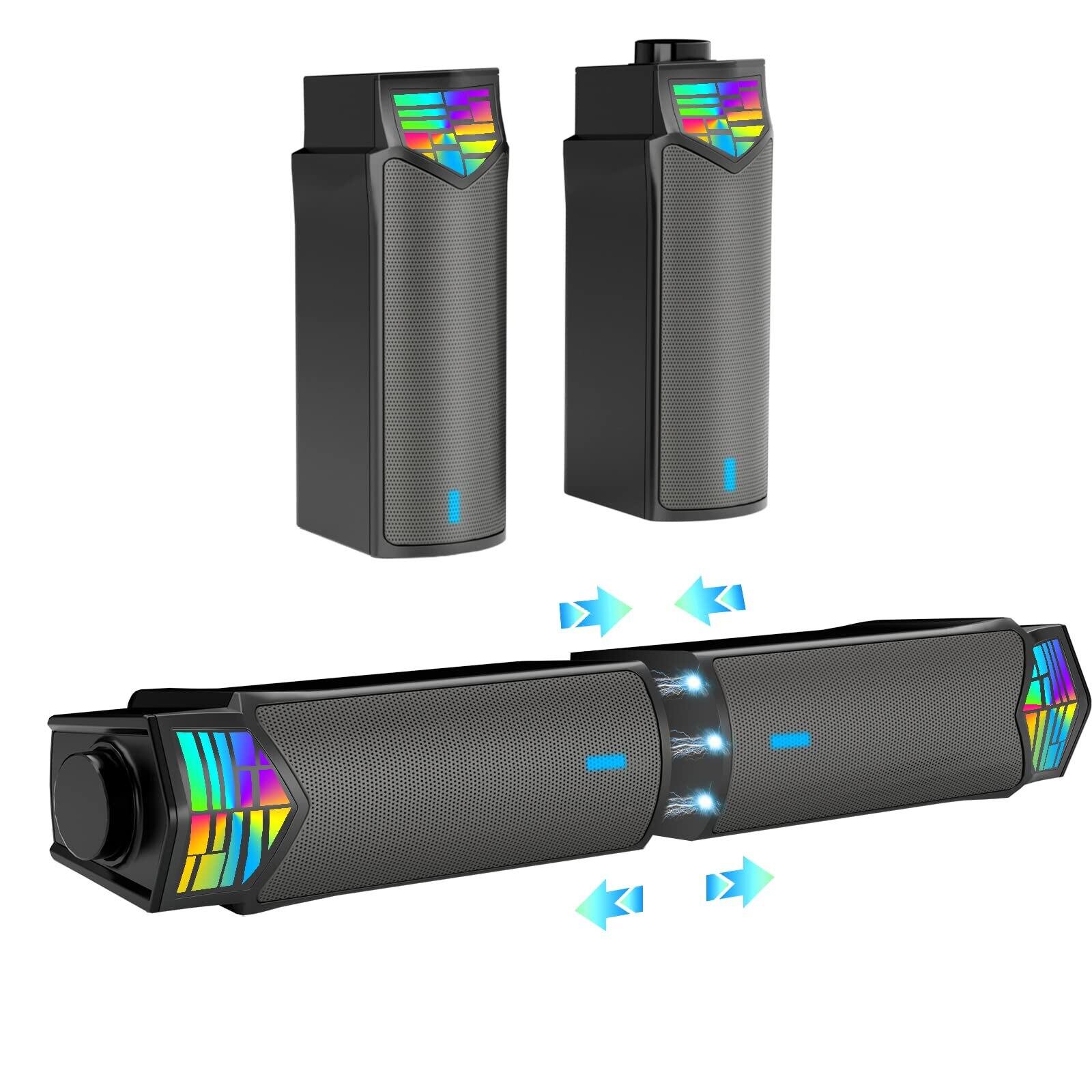 Front. Dazzed Corner - Computer Speakers for Desktop Gaming Monitor - Black.