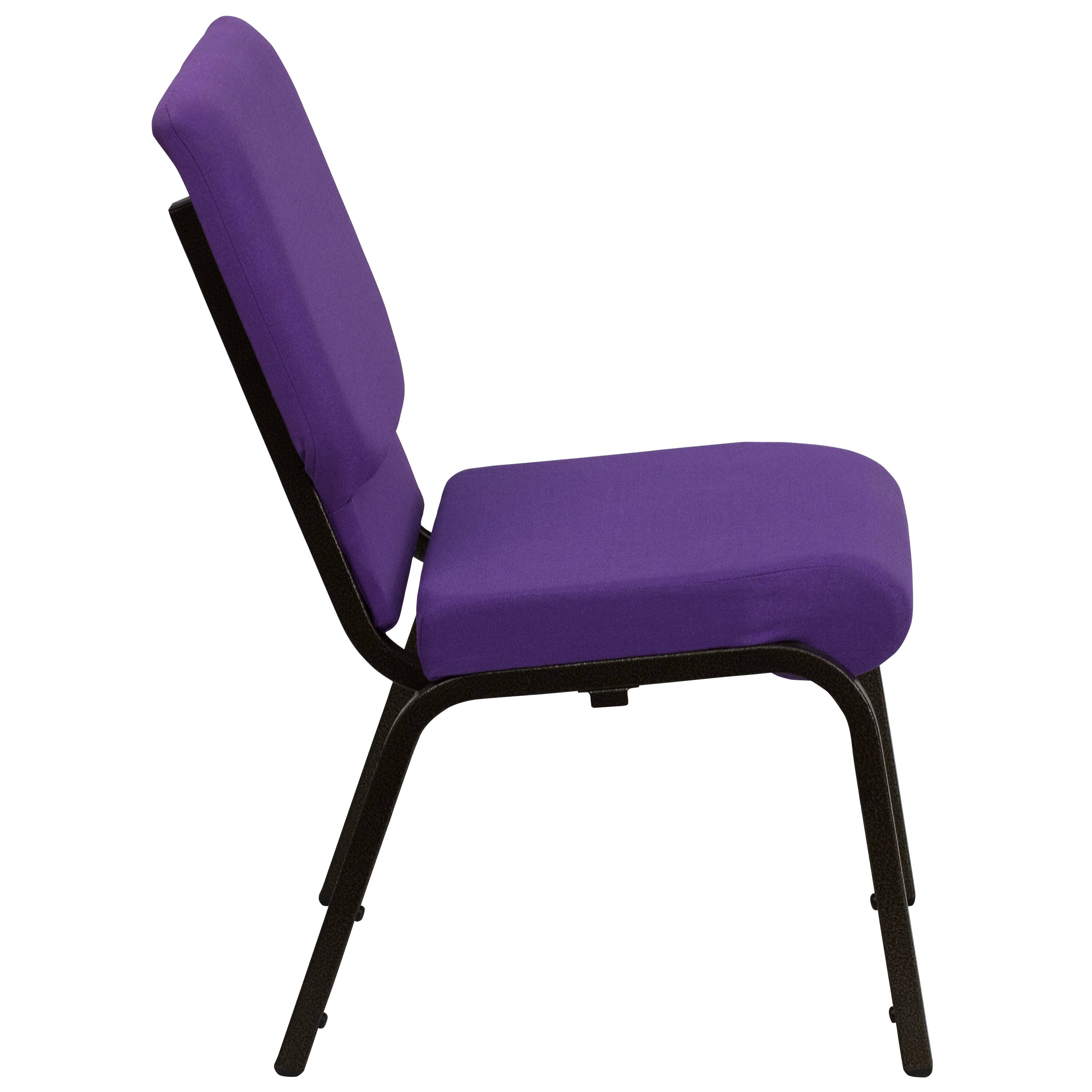 Alt View 6. Emma + Oliver - 4 Pack 18.5''W Stacking Church Chair - Purple Fabric/Gold Vein Frame.