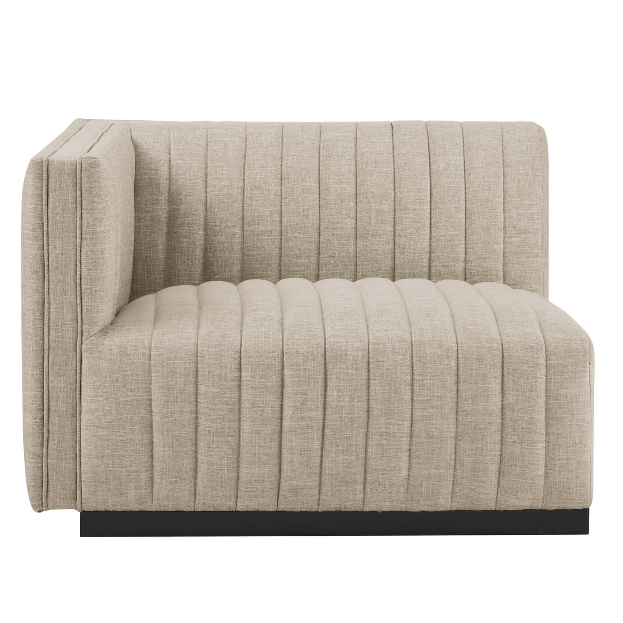 Left. Modway - Conjure Channel Tufted Upholstered Fabric Left-Arm Chair by Modway - Black Beige.