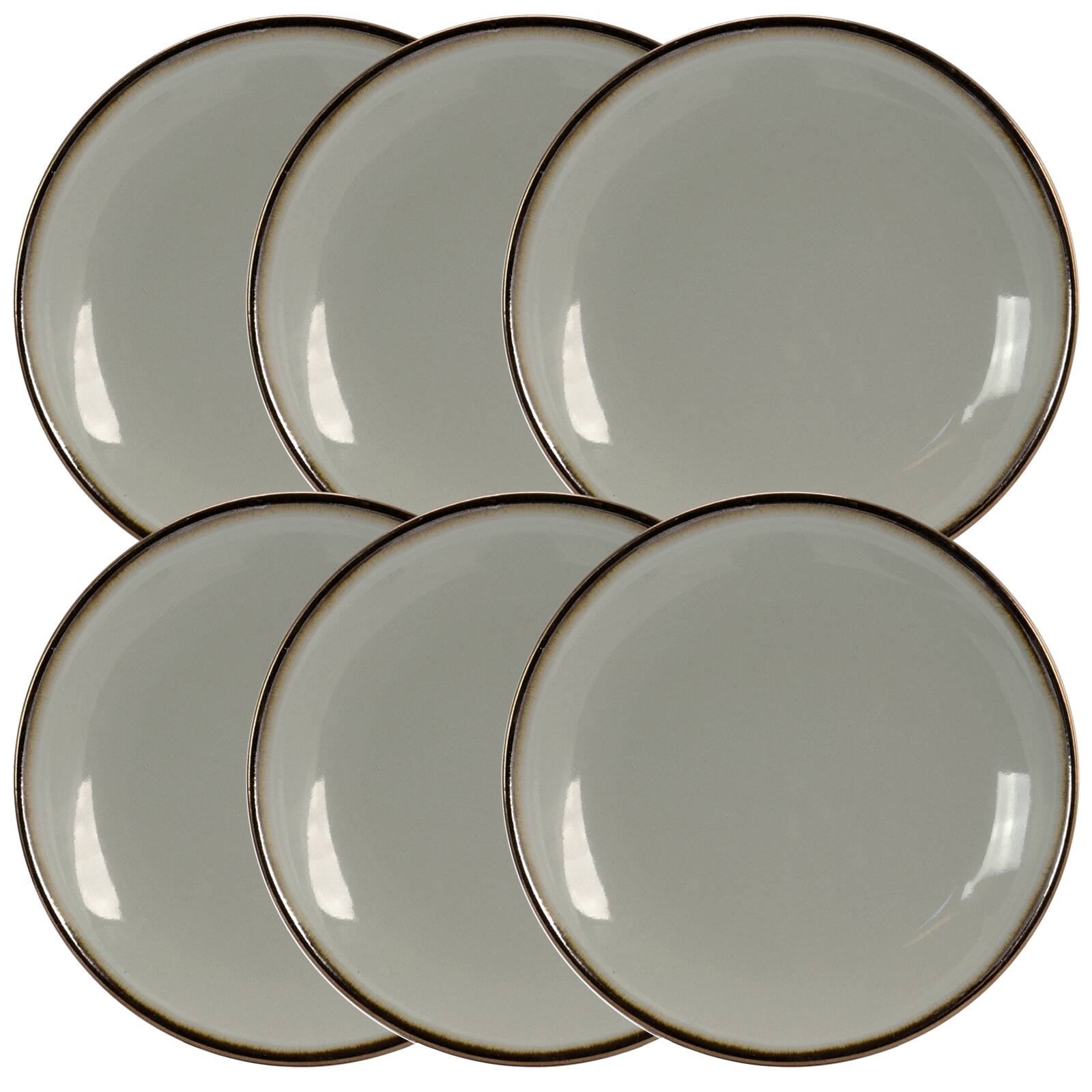 Alt View 4. Elama - Elama Tahitian Sand 6 Piece Salad Plate Set, Light Grey - Grey.