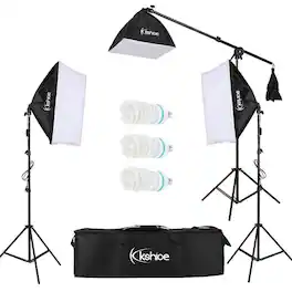 Winado - 65W Photo Studio Photography 3 Soft Box Light Photography Studio Light Continuous Lighting Lamp Softbox Tripod Stand Kit
