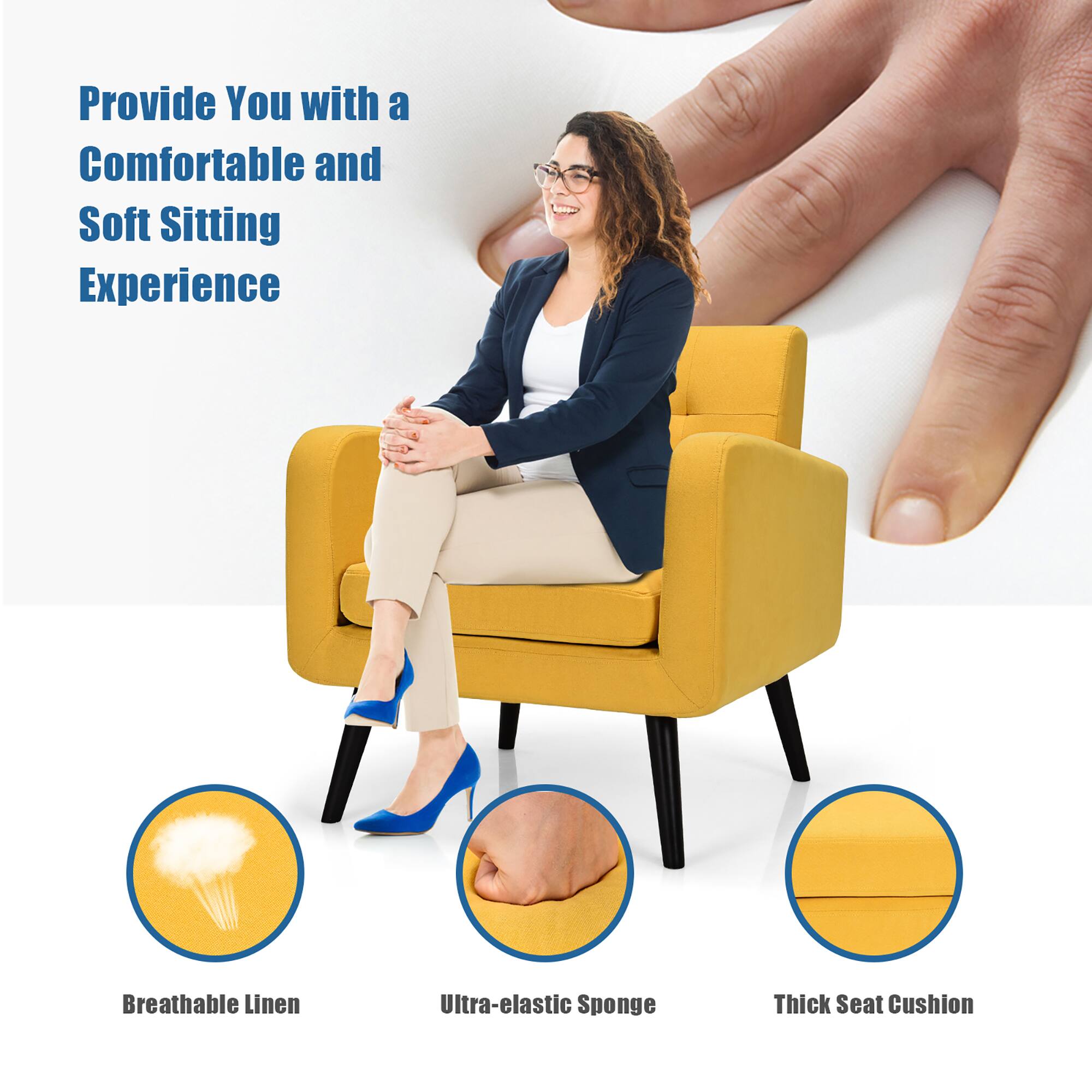 Provide You with a Comfortable and Soft Sitting Experience Breathable Linen Ultra-elastic Sponge Thick Seat Cushion