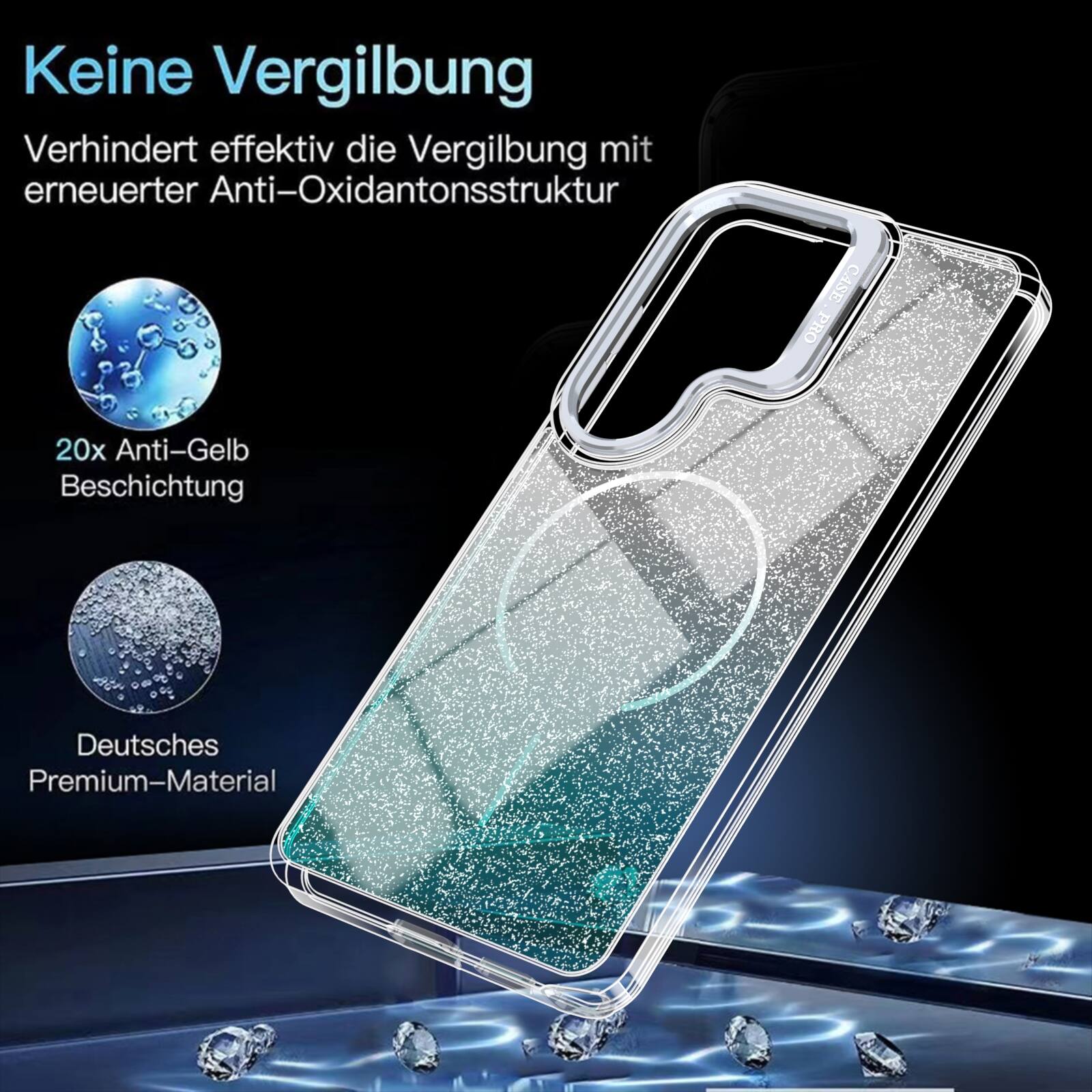 Keine Vergilbung  
Verhindert effektiv die Vergilbung mit erneuerter Anti-Oxidantonsstruktur  
20x Anti-Gelb Beschichtung  
Deutsches Premium-Material