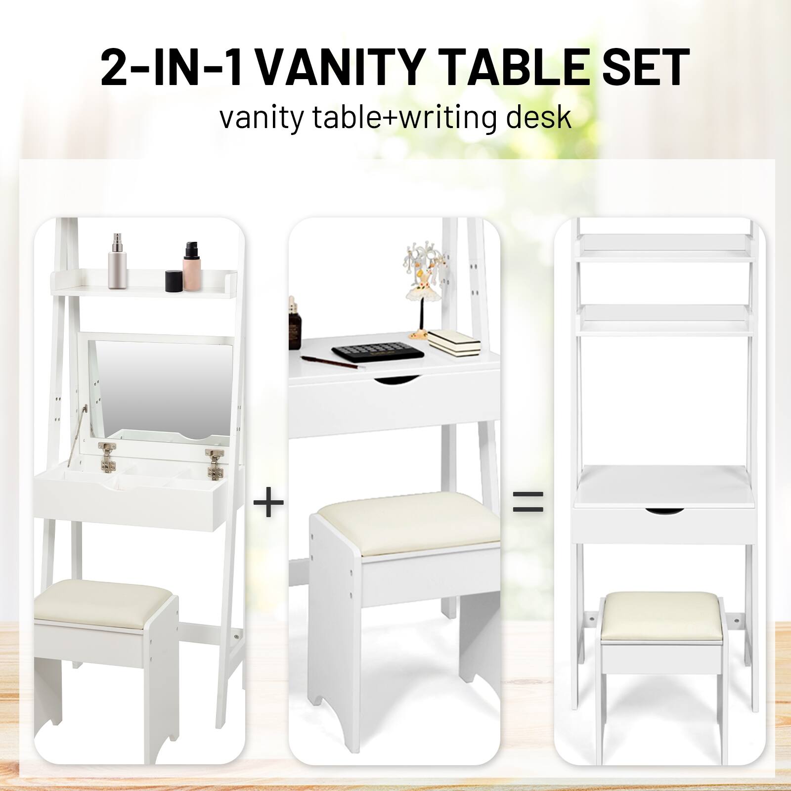 2-IN-1 VANITY TABLE SET vanity table+writing desk