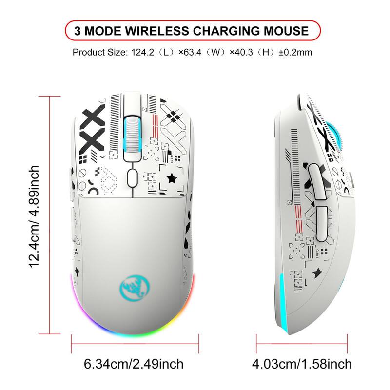 3 MODE WIRELESS CHARGING MOUSE

Product Size: 124.2 (L) x 63.4 (W) x 40.3 (H) ±0.2mm

4.89inch / 12.4cm
6.34cm / 2.49inch
4.03cm / 1.58inch