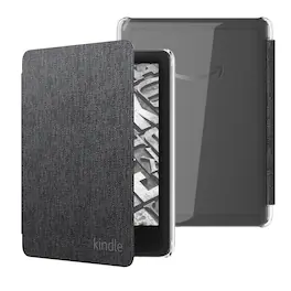 Amazon - Fabric Case with Clear Back for Kindle Paperwhite (2024 Release) and Kindle Colorsoft Signature Edition - Black