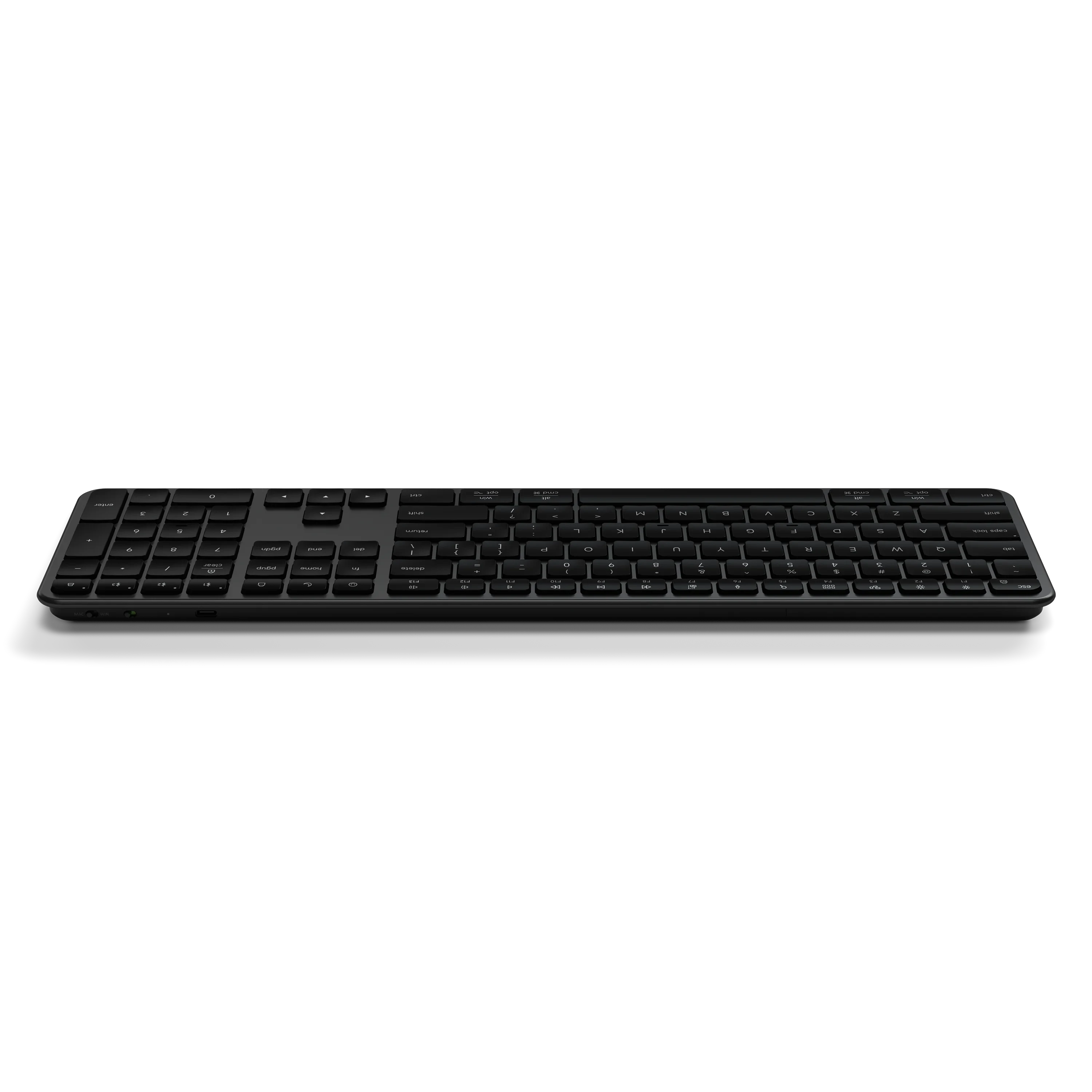 Alt View 6. Satechi - Slim EX3 Full-Size Wireless Keyboard - Numpad, Bluetooth & 2.4GHz, OS Key Remap, USB-C Rechargeable - Space Black.