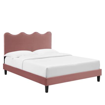 Front. Modway - Current Performance Velvet Twin Platform Bed - Red.