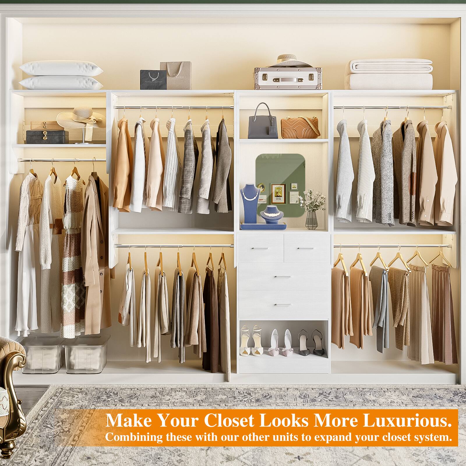 Make Your Closet Look More Luxurious. Combining these with our other units to expand your closet system.