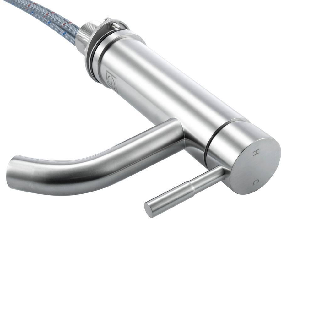 Back. Elegant Kitchen and Bath - Victor Single Hole Single Handle Bathroom Faucet in Brushed Nickel - Brushed Nickel.