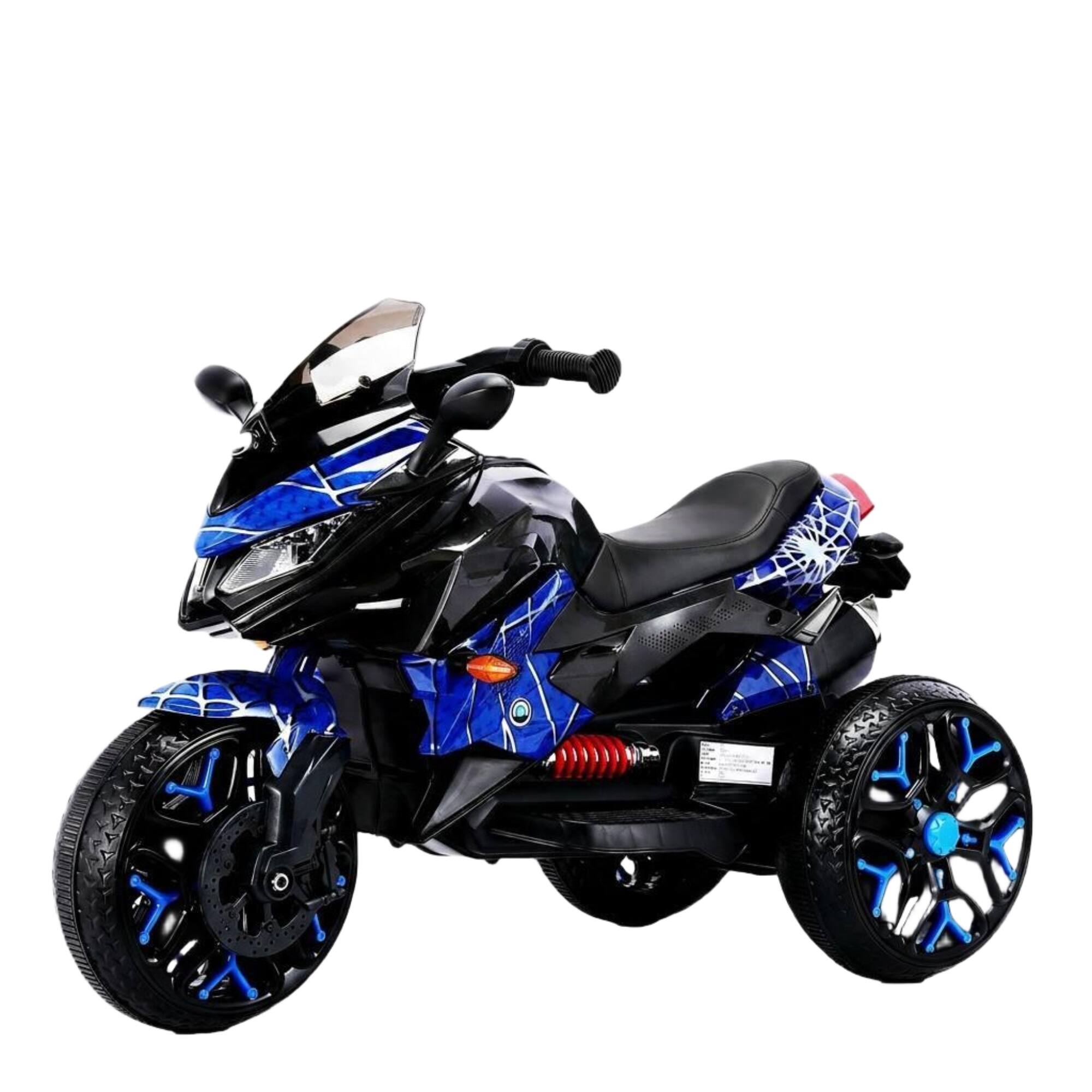 Alt View 1. Boyel Living - 3+ Kids 12V Blue Electric Motorcycle with Training Wheels Clutch-Free Hand Twist Throttle For Gift - Blue.